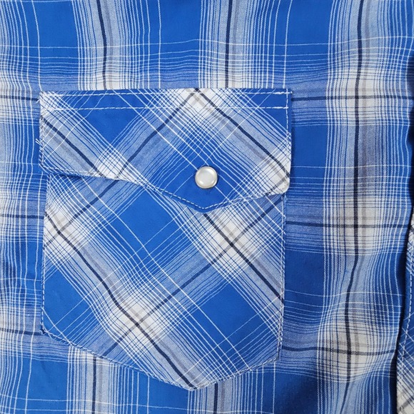 Wrangler Wrancher Shirts‎ XXL Western Plaid Long Sleeve Pearl Snap Shirt - Picture 4 of 7